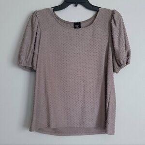 W5 Textured Puff Sleeve Blouse - Taupe